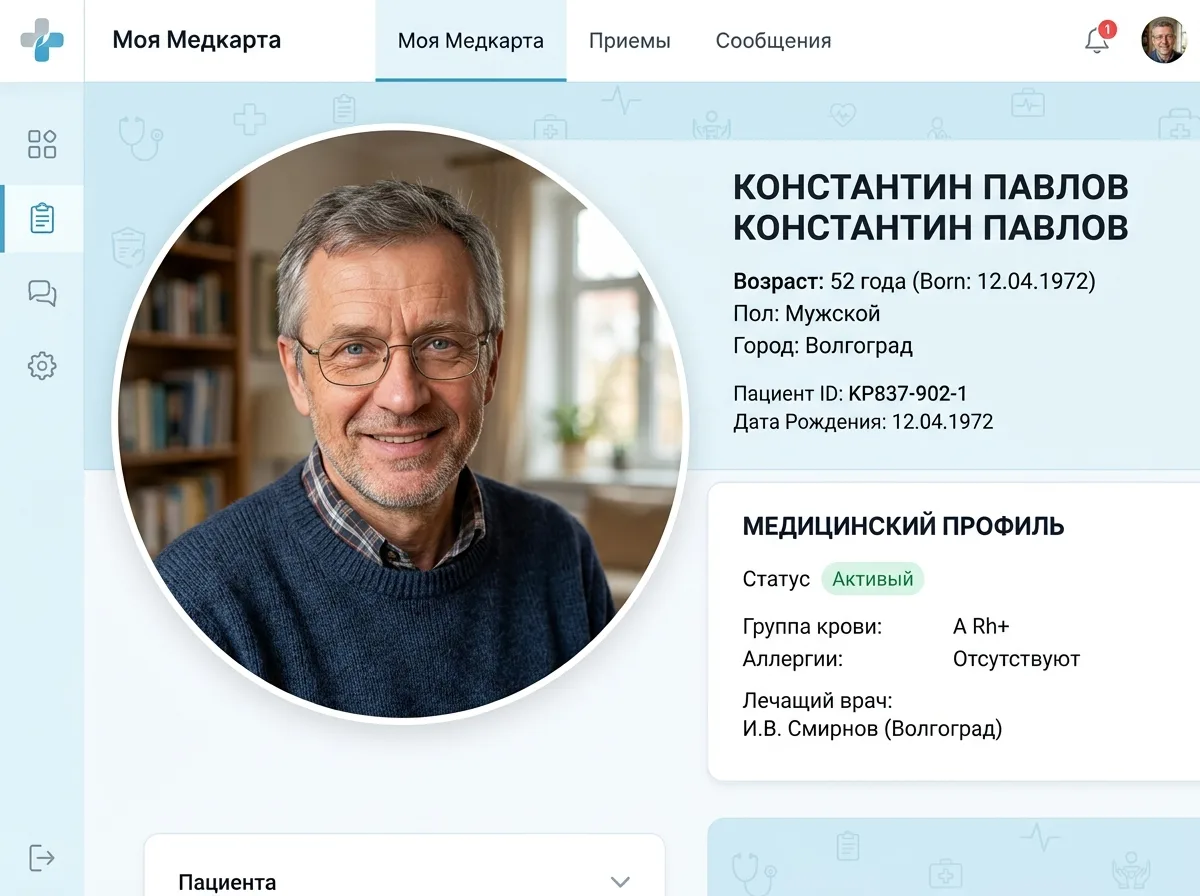 Аватар пациента Константина, мужчина 52 года, Волгоград
